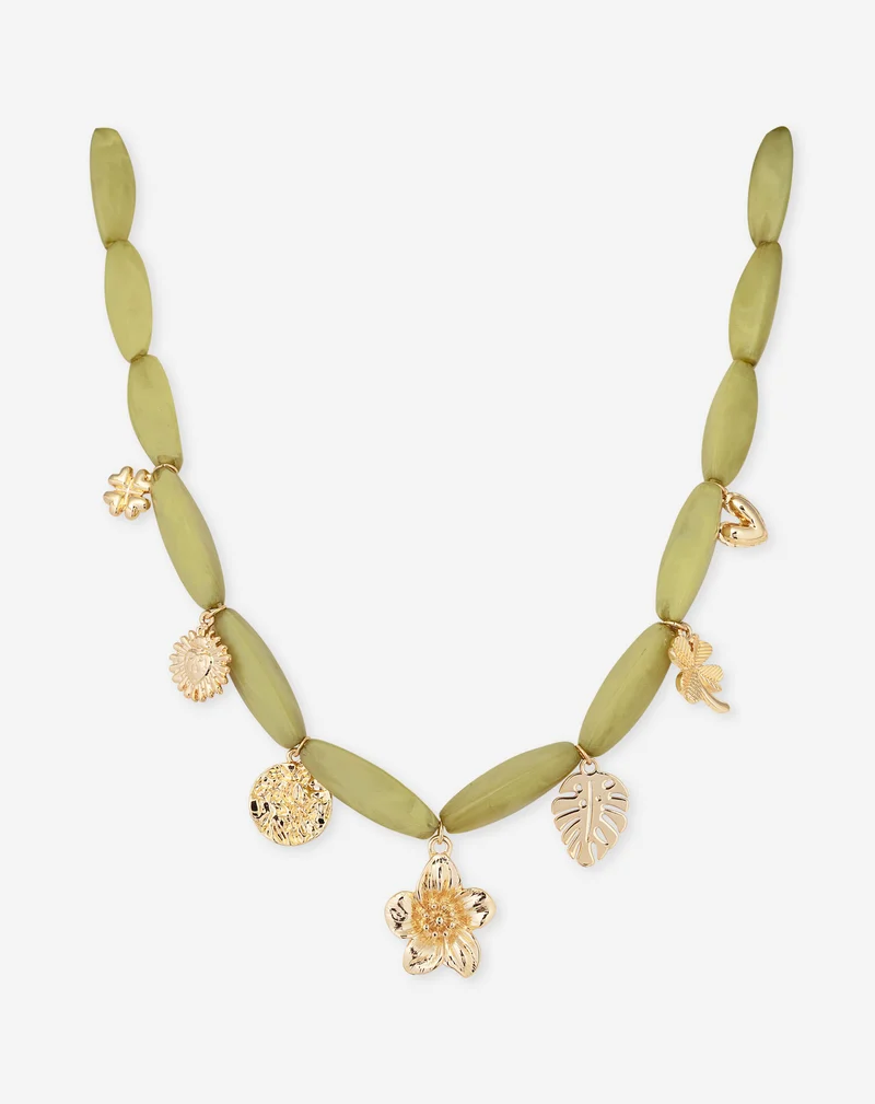 ANOUK CHARM BEADS NECKLACE OLIJFGROEN