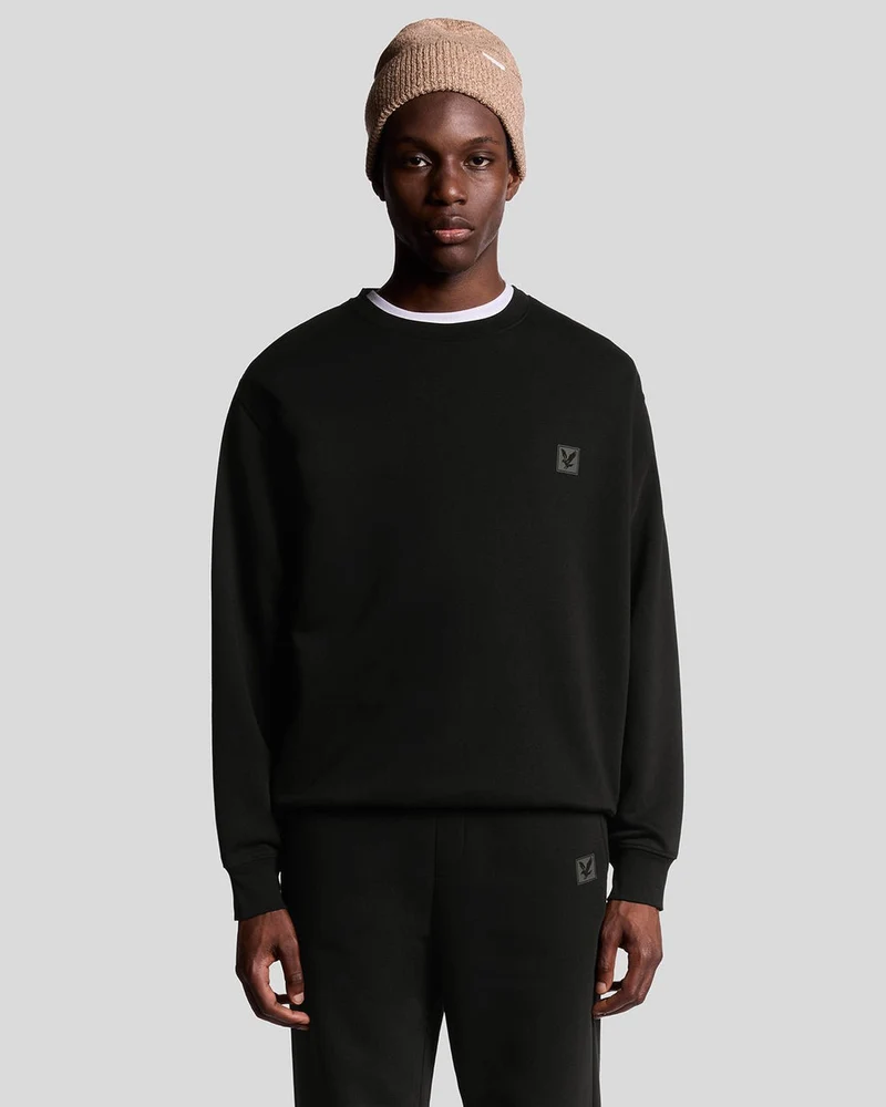 Lyle & Scott Heren lounge sweater met ronde hals | Gitzwart