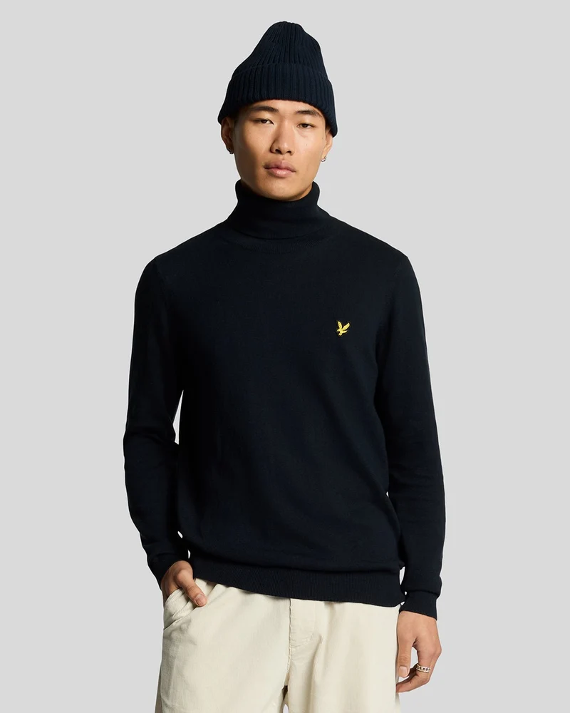 Lyle & Scott Heren coltrui van katoen en merinowol | Donkerblauw