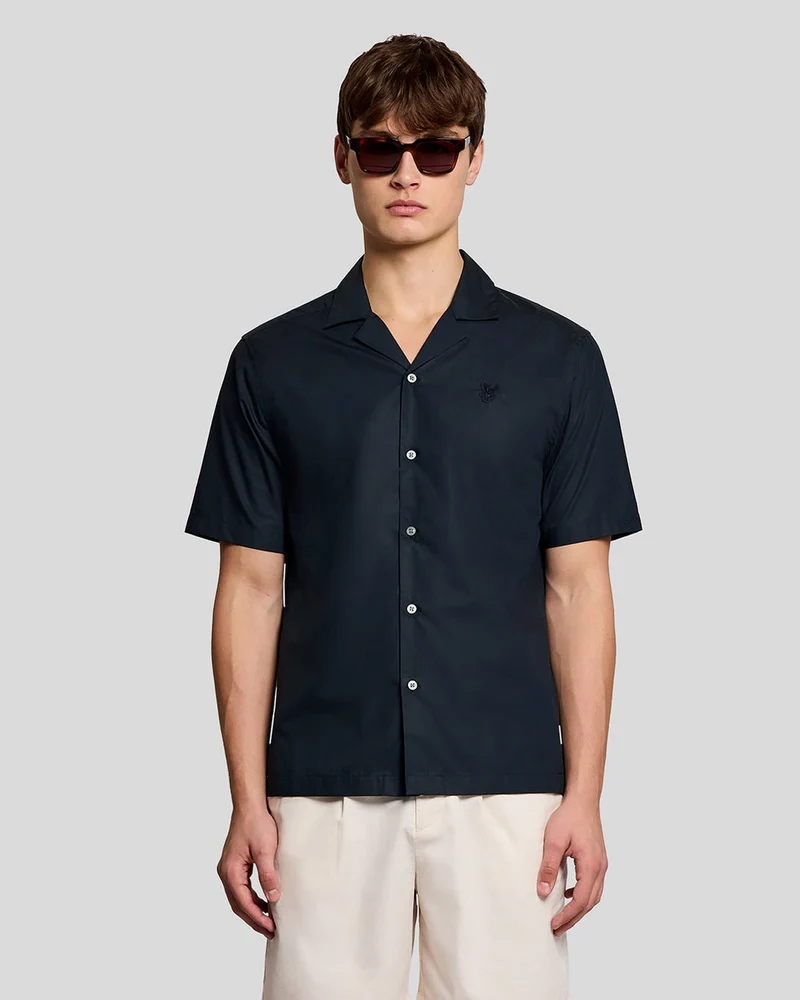 Lyle & Scott Herenoverhemd van poplin met reverskraag | Carbon