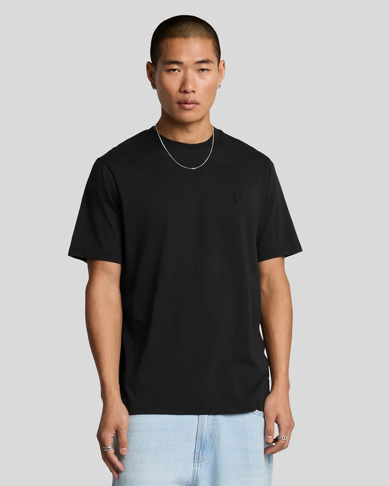 Lyle & Scott Heren T-shirt van superfijn katoen | Gitzwart