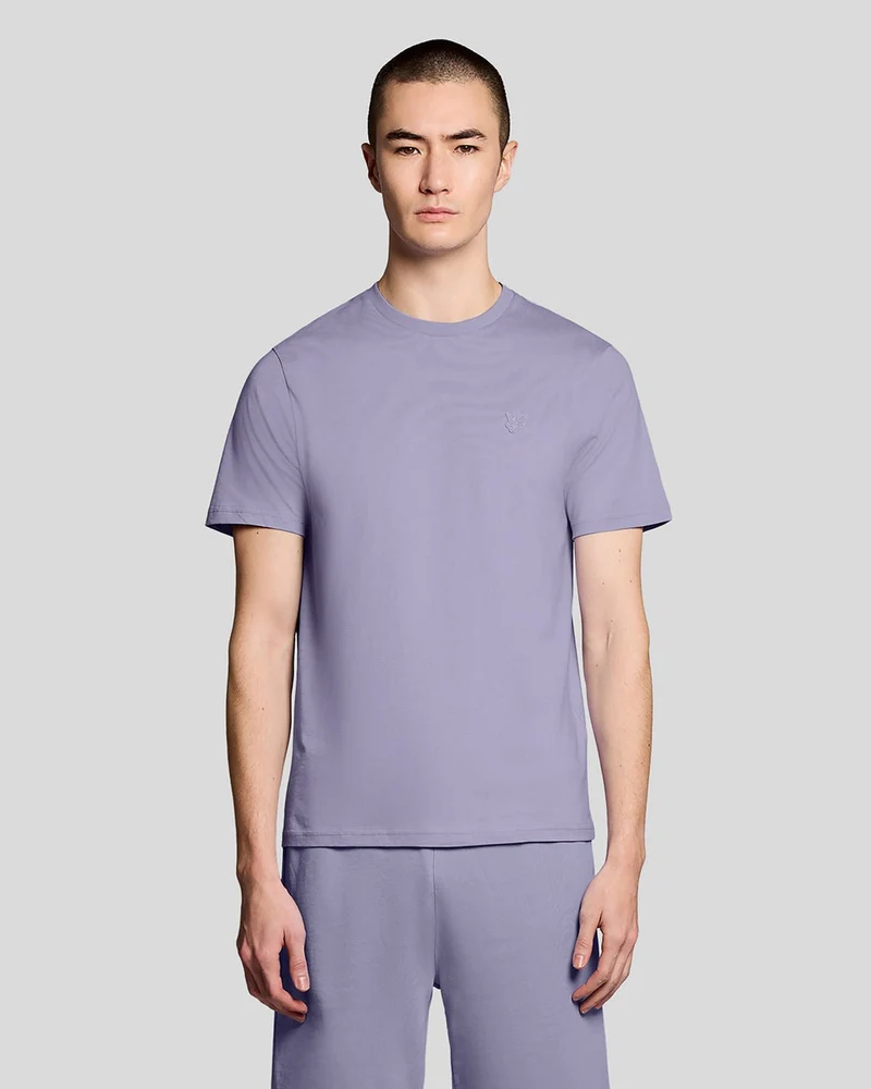Lyle & Scott Heren T-shirt van superfijn katoen | Bloemenprint in violet