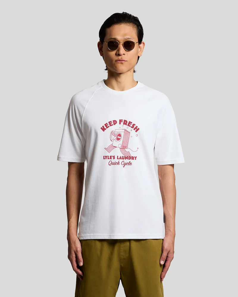 Lyle & Scott Heren Keep Fresh T-shirt met borstprint | Wit