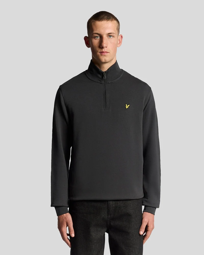 Lyle & Scott Heren katoenen sweatshirt met lusjes aan de binnenkant en kwartrits | Gunmetal