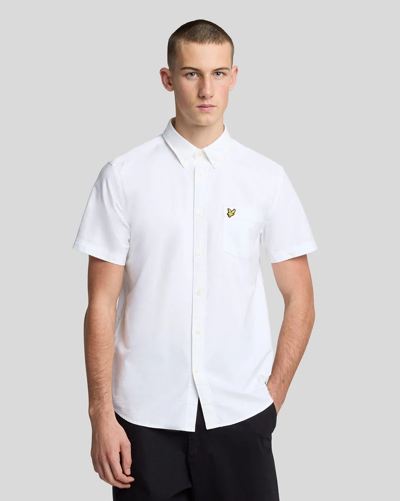 Lyle & Scott Oxford overhemd met korte mouwen voor heren | Wit
