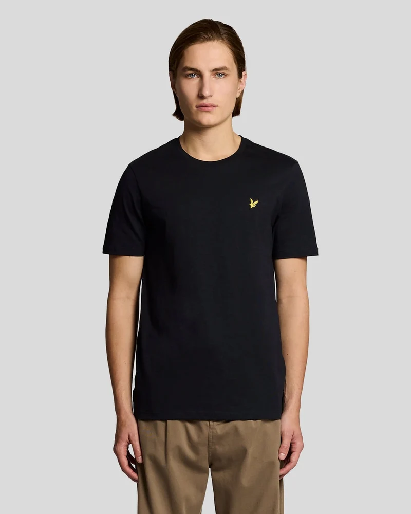 Lyle & Scott T-shirt voor heren van fijn katoen met slubstructuur | Gitzwart