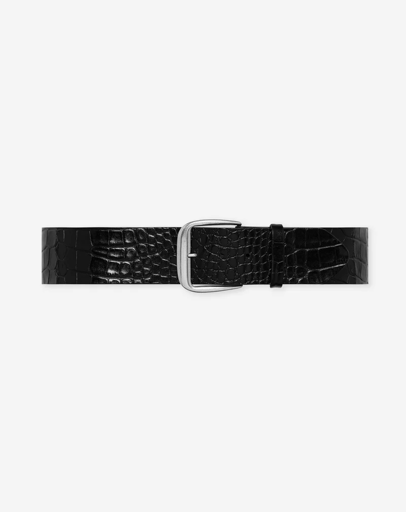 HAZEL CROCO LEATHER BELT ZWART