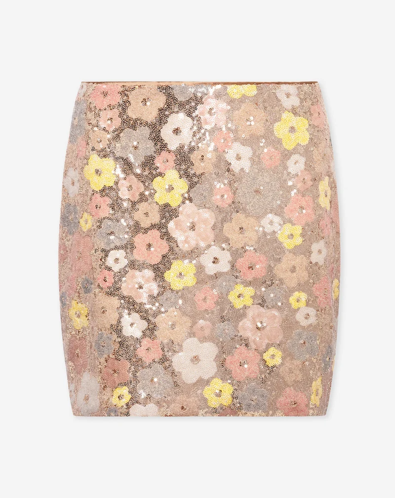 NIYA FLOWER SEQUIN SKIRT ROZE