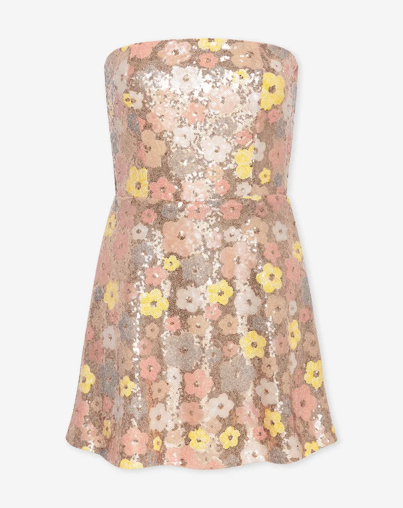 NIYA FLOWER SEQUIN DRESS ROZE