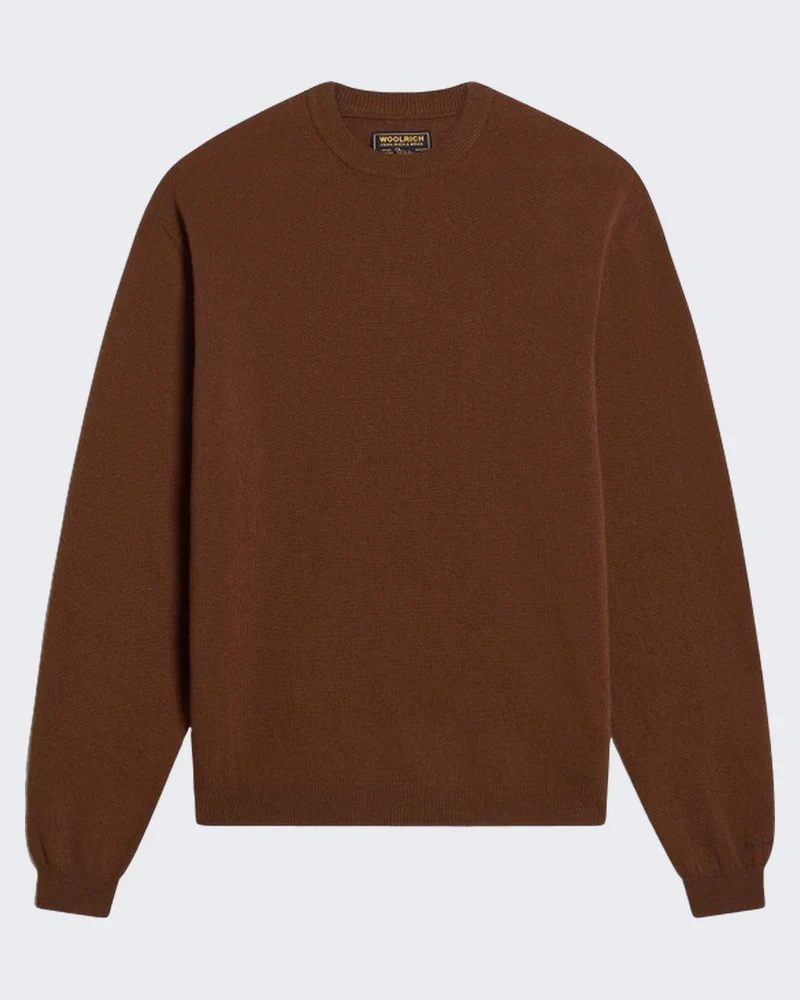 Heren Lamswollen sweater met ronde hals Bruin