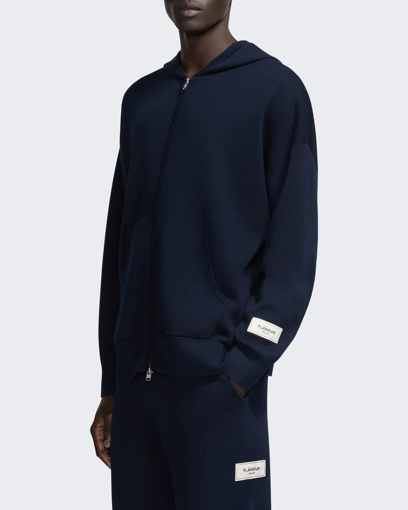 Heren Gebreide sweater met rits Blauw