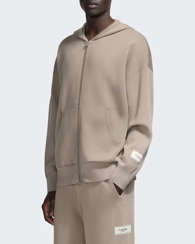 Heren Gebreide sweater met rits in Beige