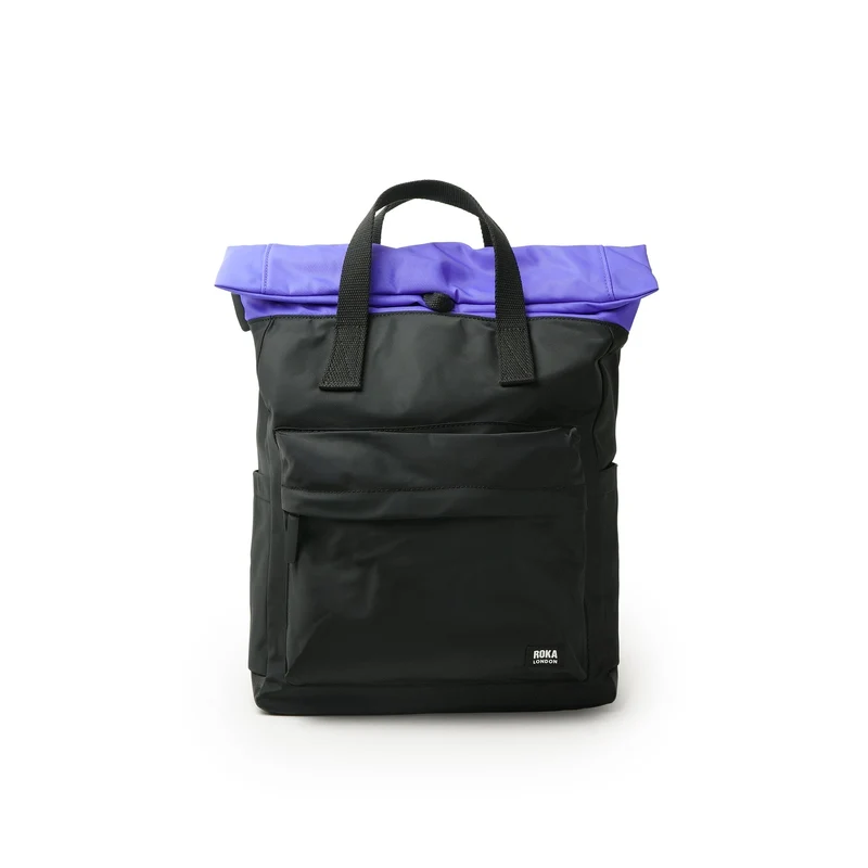ROKA Creatieve verspilling Canfield B Zwart / Eenvoudig Paars Middelgrote Tas van Gerecycled Nylon
