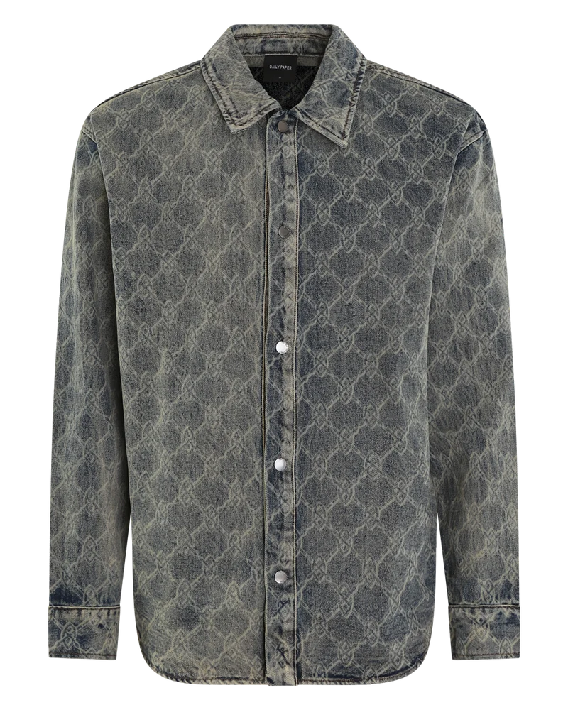 Heren Shield Laser Denim Shirt Grijs
