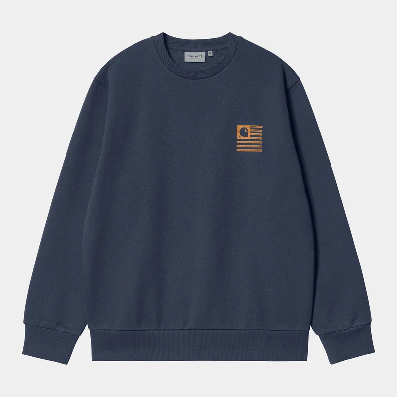 Carhartt WIP Heren label staat vlag sweattop - Enzian / oker