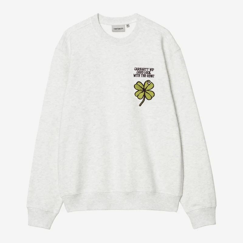 Carhartt WIP Herensweatshirt met klaverprint | Ash Heather