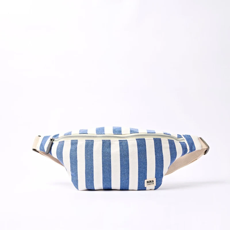 ROKA Mill Hill Crossbodytas van katoen canvas | Denim gestreept