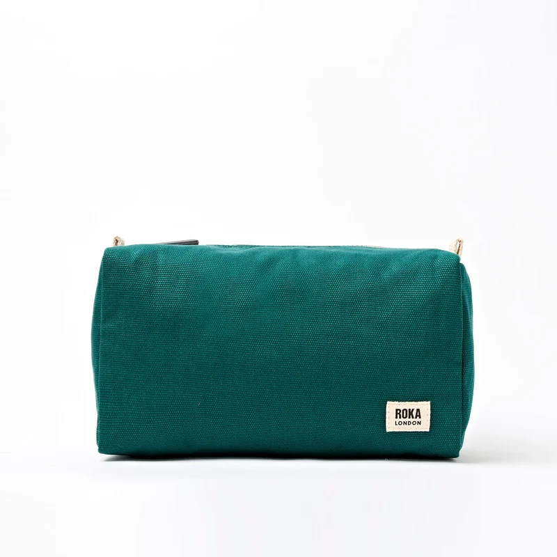 ROKA Mayfair katoenen canvas toilettas | Turquoise