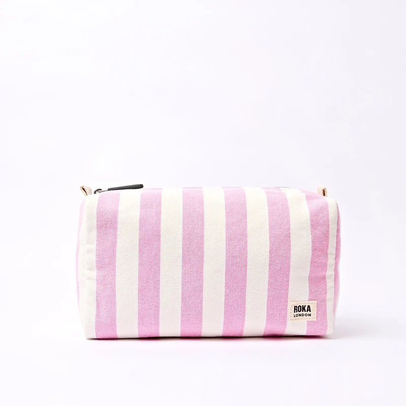 ROKA Mayfair katoenen canvas toilettas | Sherbet Stripe