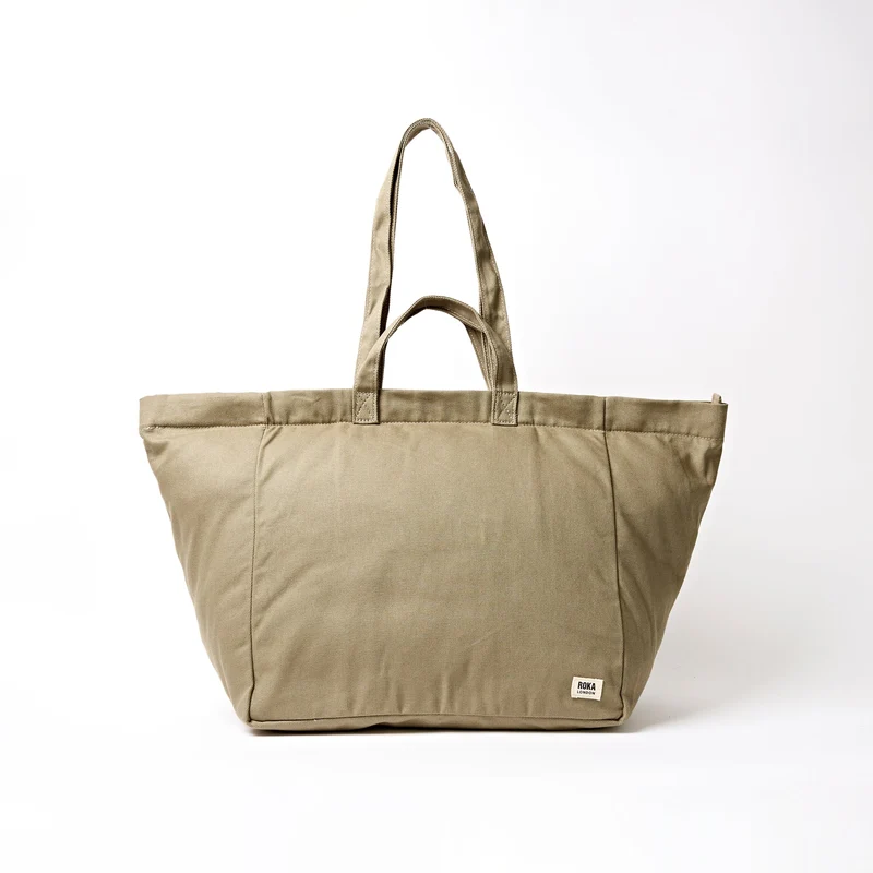 ROKA Grote katoenen canvas draagtas Marylebone | Taupe