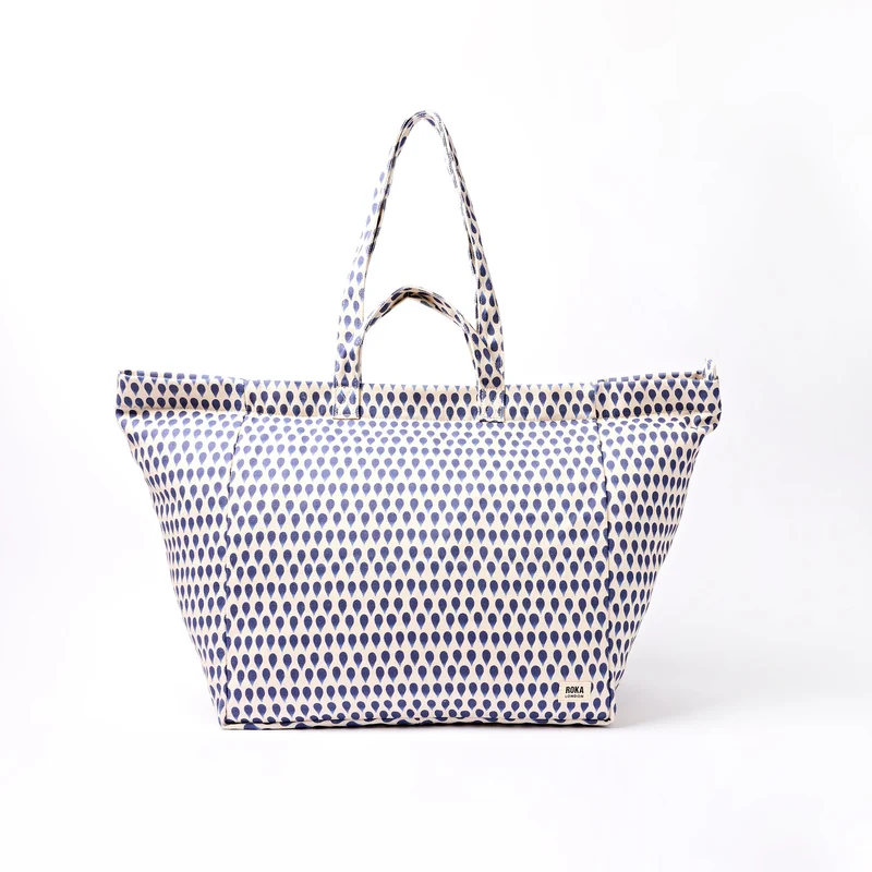 ROKA Grote katoenen canvas draagtas Marylebone | Denim Rain Indigo