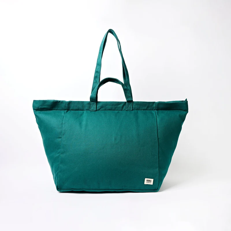ROKA Grote katoenen canvas draagtas Marylebone | Turquoise