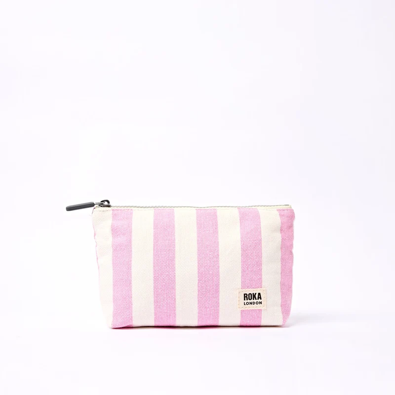 ROKA Maida Vale Klein Katoenen Canvas Tasje | Sherbet Stripe