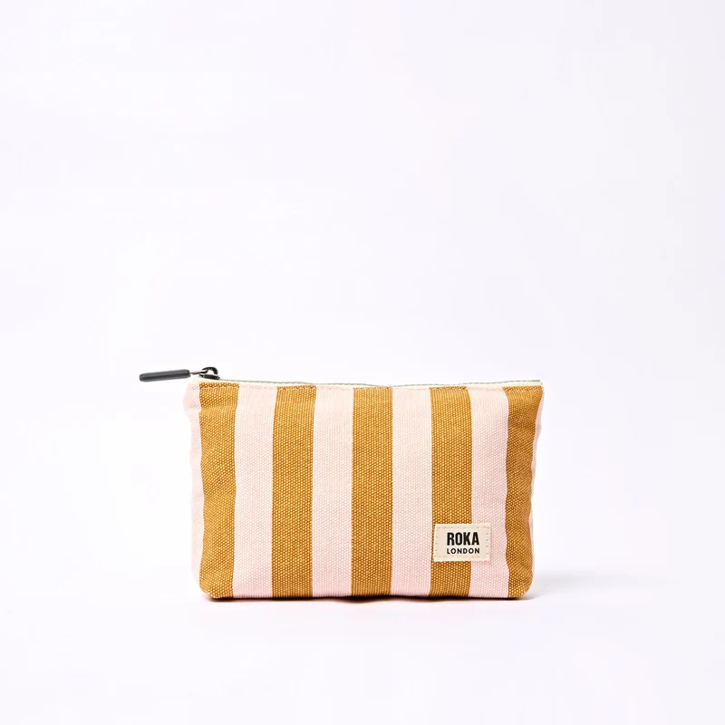 ROKA Maida Vale Klein Katoenen Canvas Tasje | Roségouden Streep