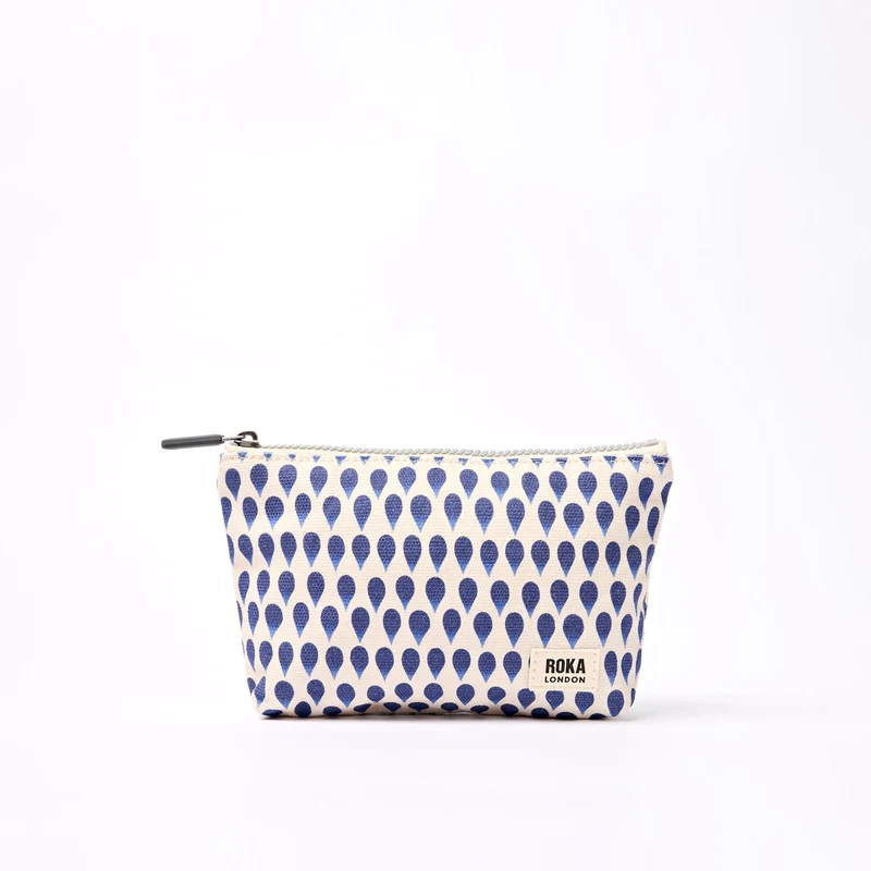 ROKA Maida Vale Klein Katoenen Canvas Tasje | Denim Rain Indigo