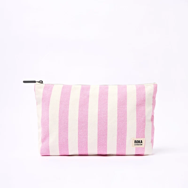 ROKA Maida Vale middelgrote katoenen canvas etui | Sherbet Stripe
