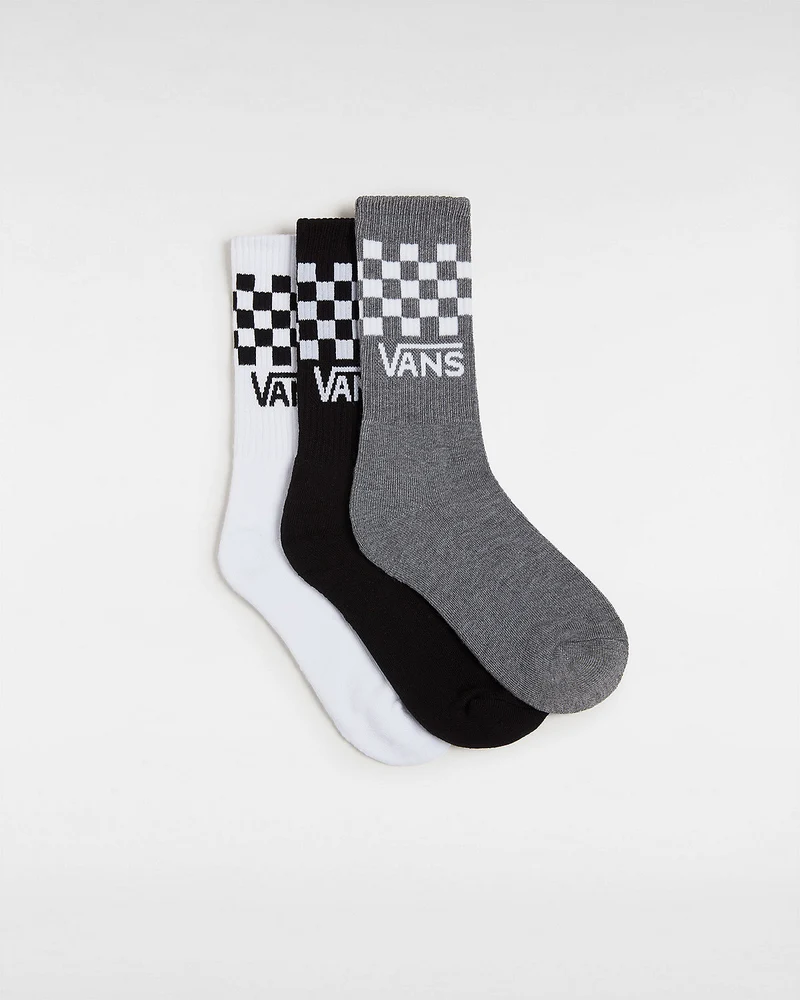 VANS Classic Drop V Check Crew-sokken voor kinderen (3 paar) - Zwart / Wit / Grijs