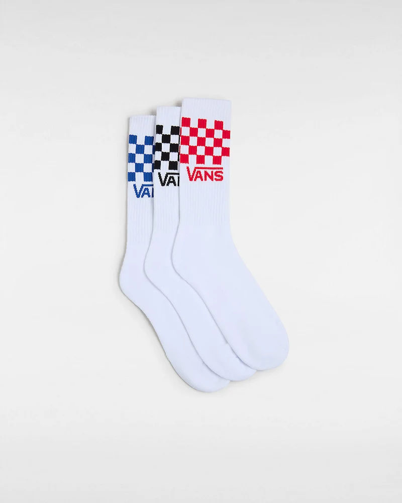 VANS Heren klassieke geruite crew sokken (3 paar) - wit