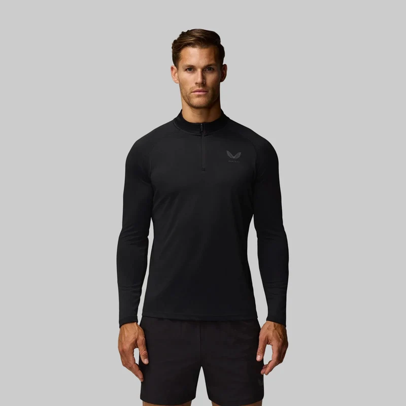 Castore Adapt Training T-shirt met 1/4 rits voor heren | Zwart/Gunmetal