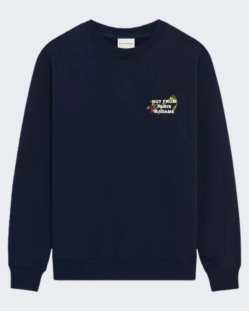 Drole De Monsieur Heren Vine Embroidered Slogan Sweatshirt Blauw