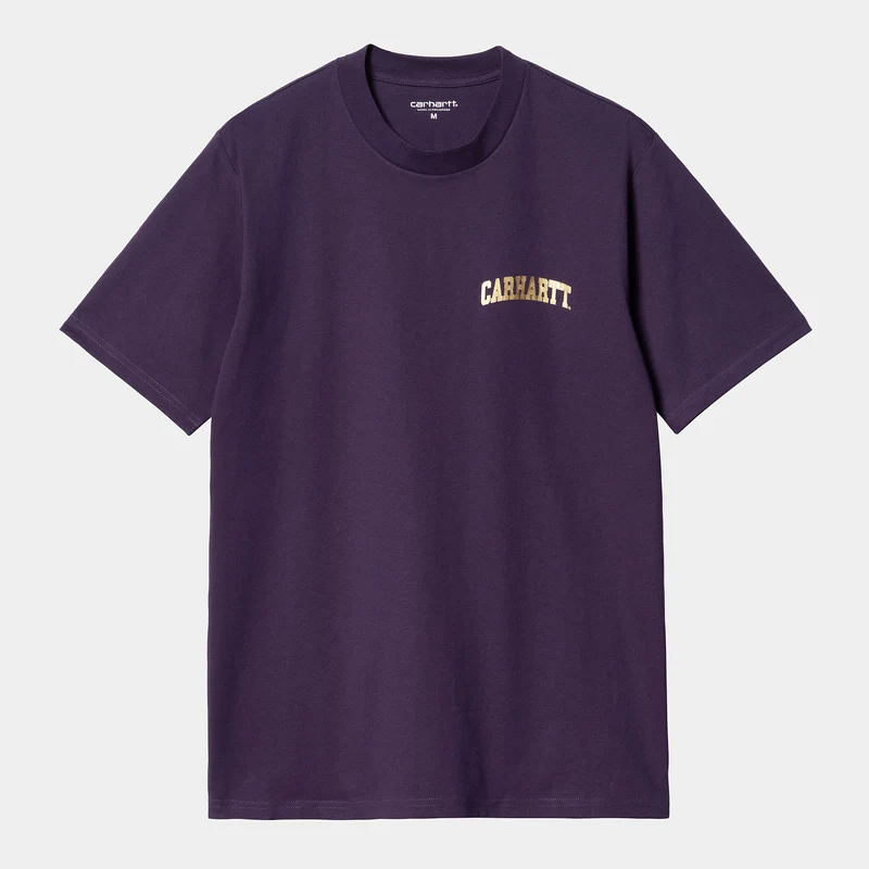 Carhartt WIP Biologisch T-shirt met universiteitsscript voor heren - Cassis