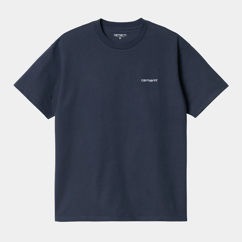 Carhartt WIP Heren T-shirt met korte mouwen en scriptborduurwerk - Blauw