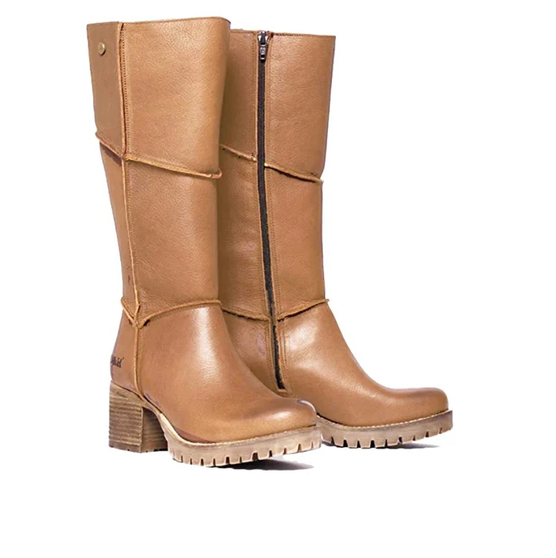 Oak & Hyde Kensington Hi Bombain leren dameslaarzen - bruin