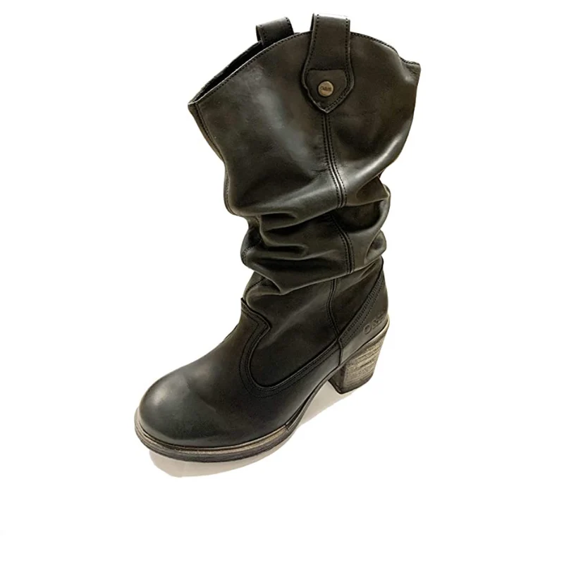 Oak & Hyde Westwood Mid Leren Dameslaars - Zwart