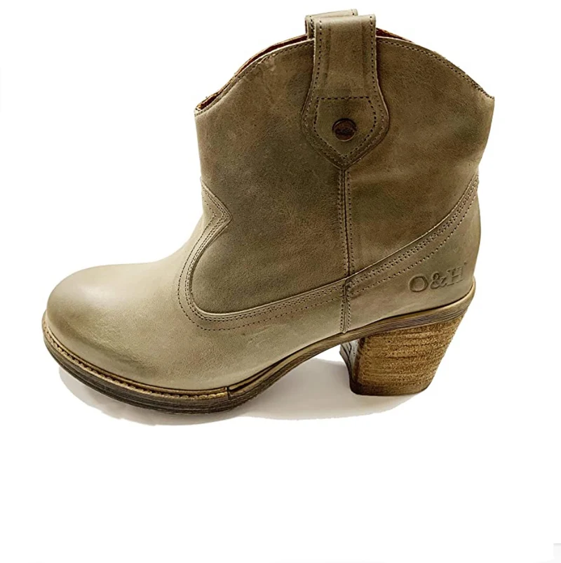 Oak & Hyde Westwood leren enkellaarsjes voor dames - taupe