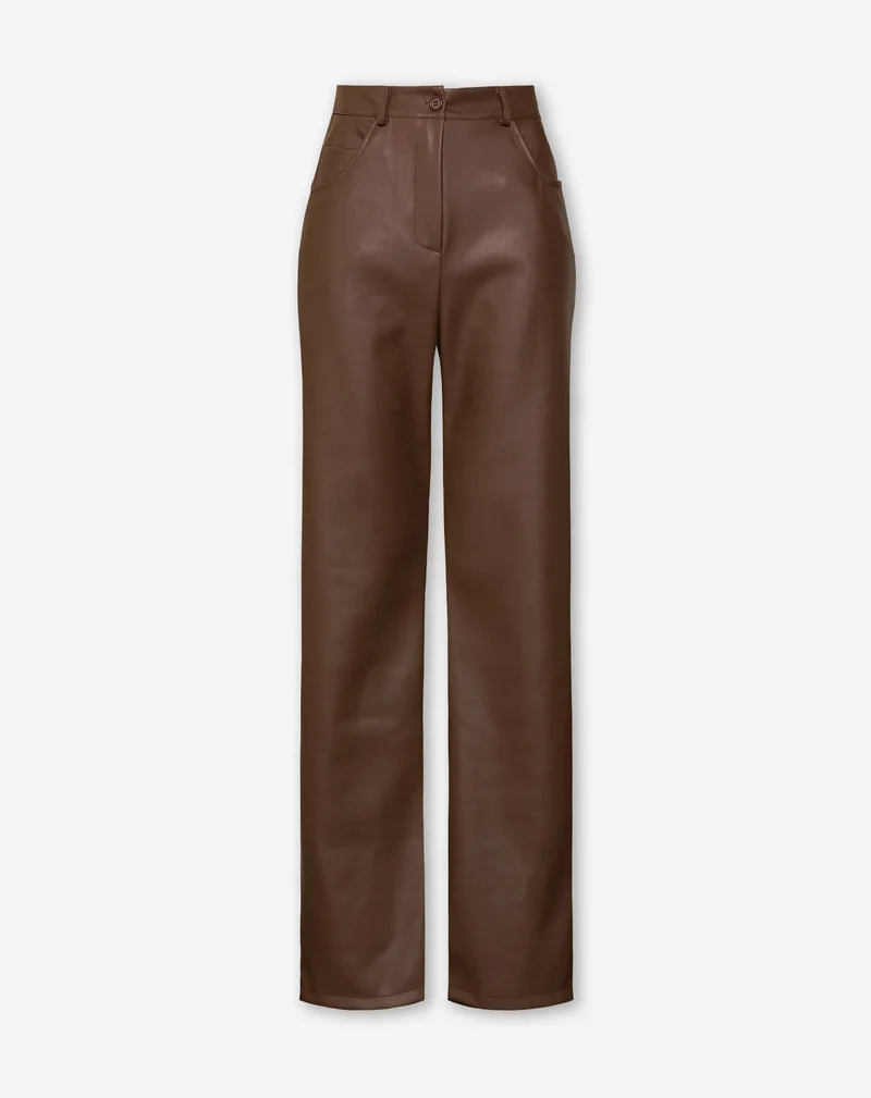 LEATHER STRAIGHT LEG PANTS TALL BRUIN