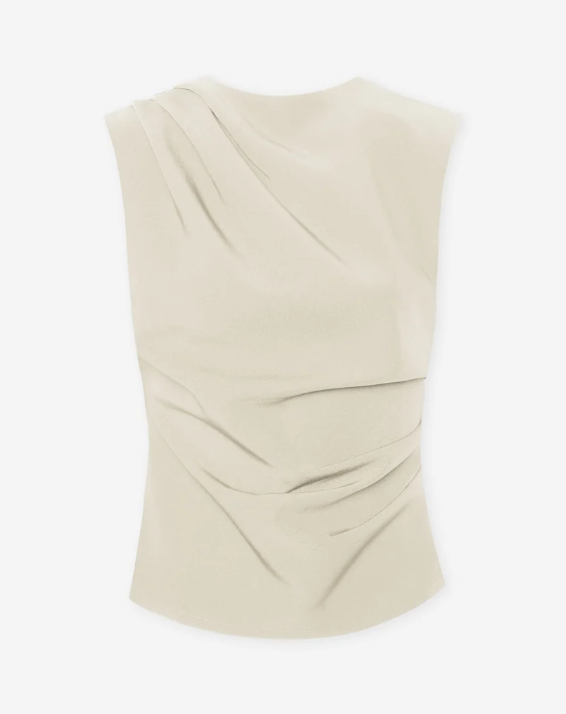 SOFIA RUCHED TOP BEIGE