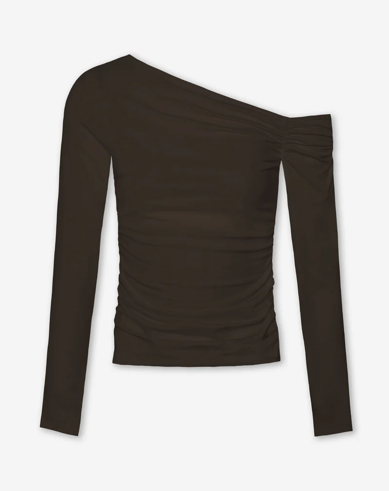 TAMAR OFF SHOULDER RUCHED TOP DONKERBRUIN