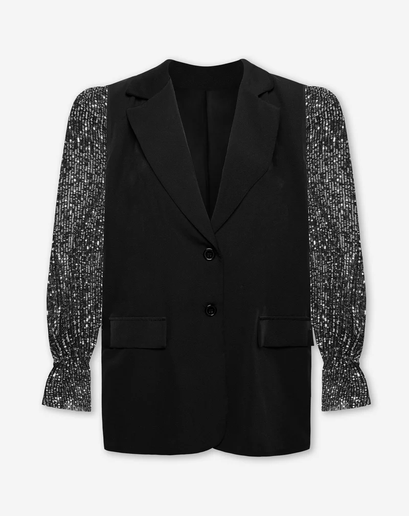 GRACE SEQUINS SLEEVE BLAZER ZILVER