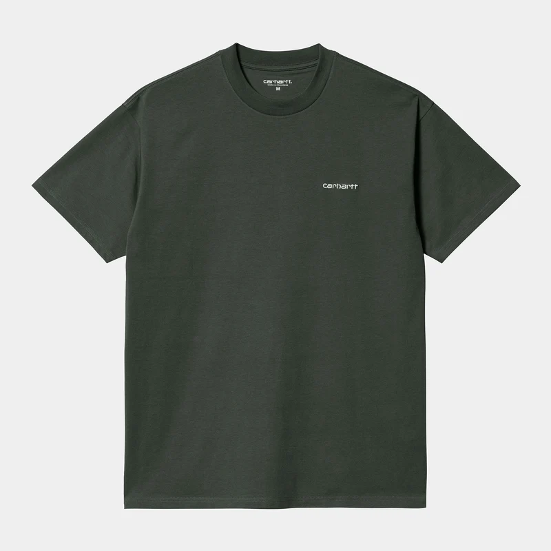 Carhartt WIP Heren T-shirt met korte mouwen en scriptborduurwerk - Buxus