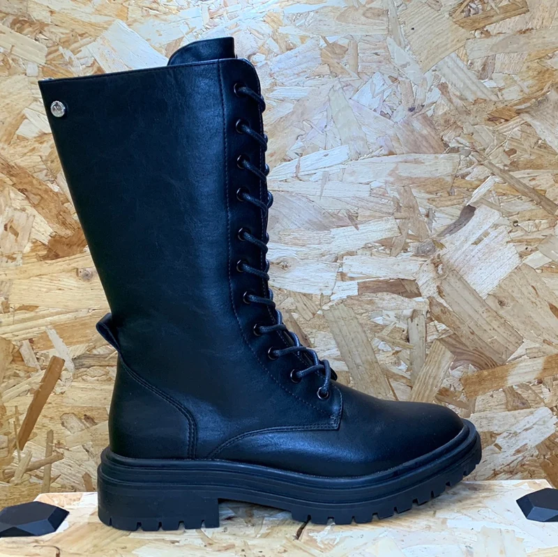 Xti Damesmode hoge veterlaars - zwart