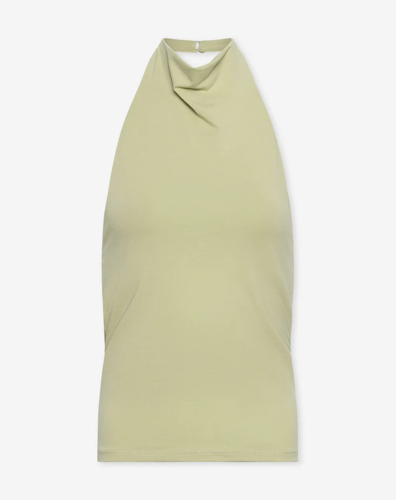 TAMAR DRAPED HALTER TOP LICHT OLIJFGROEN