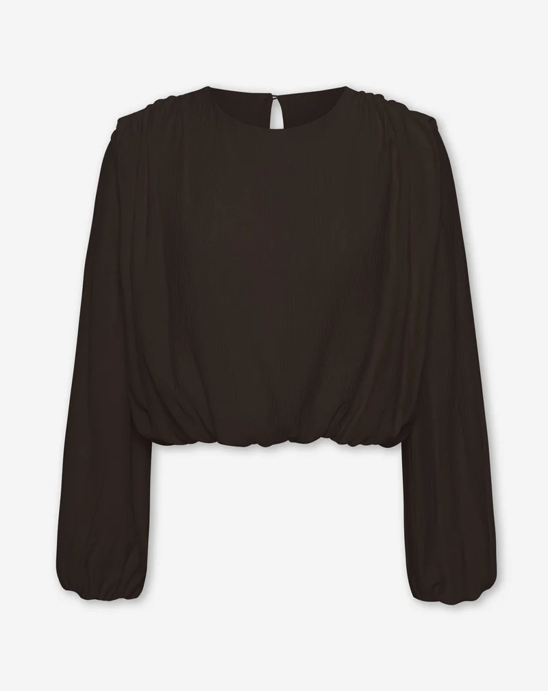 VIVI STRUCTURE LONG SLEEVE TOP DONKERBRUIN