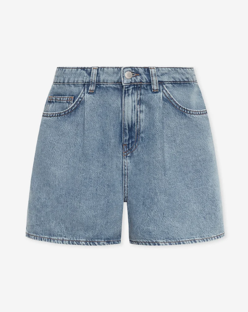 LOTTE PLEATED DENIM SHORT MID BLAUW