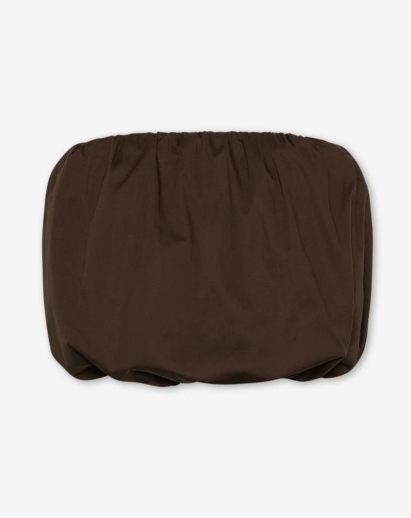 TYRA COTTON BUBBLE HEM TOP BRUIN