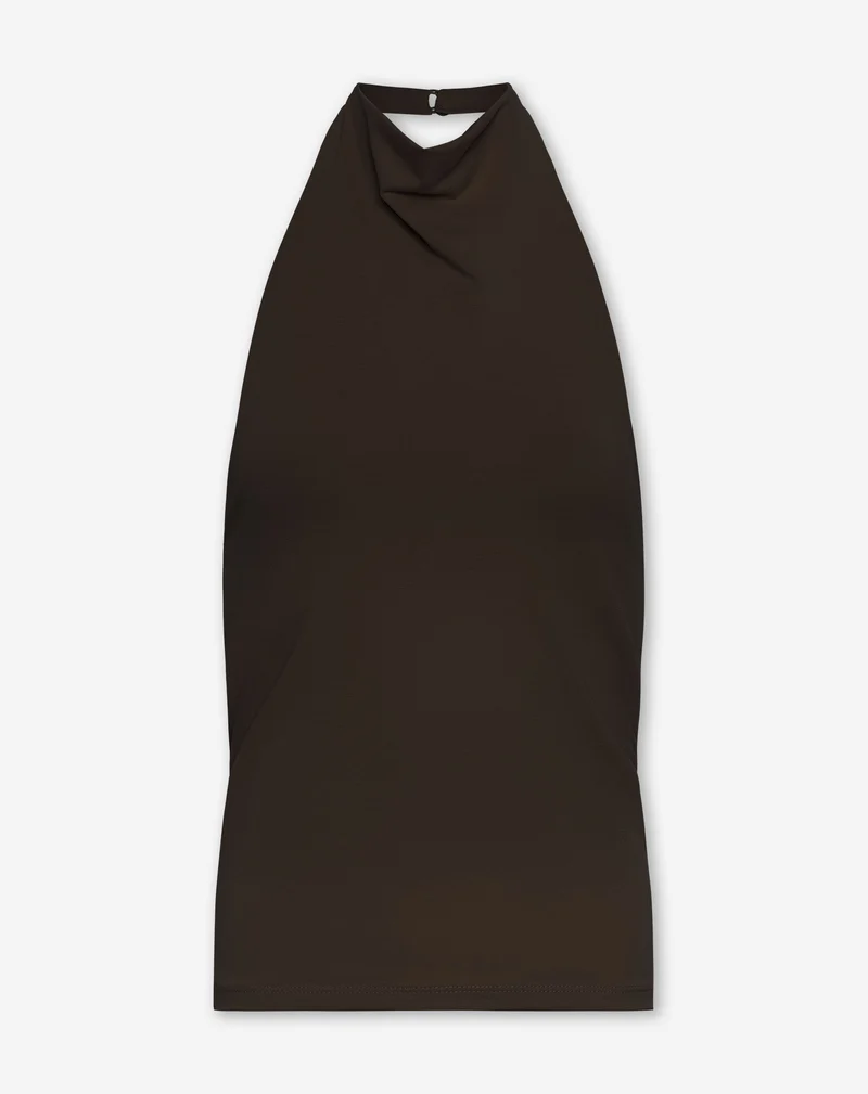 TAMAR DRAPED HALTER TOP DONKERBRUIN